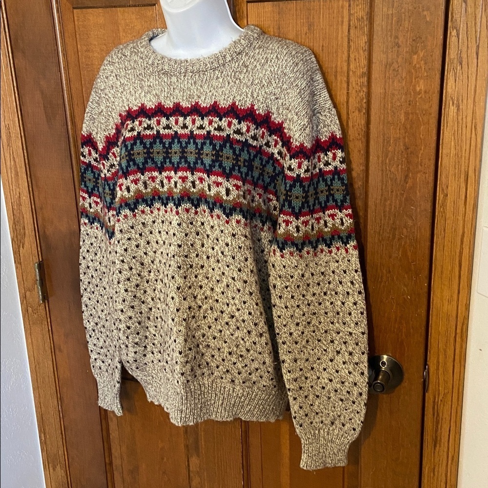 Vintage Jean Michaud 90’s fair isle knit Sweater Wool Blend Ski / Cabin Size XL - Picture 4 of 10